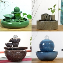 Water-cylinder-made view pendulum with flowing water ceramic strokes water transfer ball Fountain Living Room Humidifiers Stone Mill Running Water Pendulum