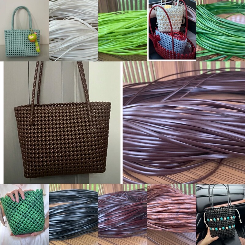 5mm Wide Plastic Pe Rattan Hand-Woven Bag DIY Imitation Rattan Thread Hand-Woven Rattan Tote Bag