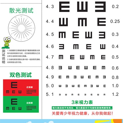弘羌 视力表 标准对数视力表 色盲 散光双色测试