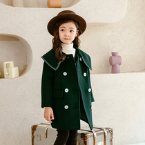Girls cashmere woolen coat autumn winter clothing Korean childrens woolen coat 2021 New Baby foreign style childrens clothing tide