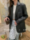 High-end 2025 autumn new sheepskin leather jacket mid-length retro American jacket leather suit jacket for women