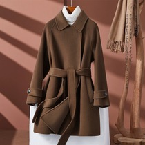 High-end double-sided cashmere coat for women 2024 autumn and winter new style small medium-length woolen coat for women