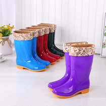 Autumn Winter Warm Rain Shoes Women Anti Slip Plus Suede Women Style Water Shoes Ladies Shoes Ladies Water Boots Sleeves Shoes Detachable Cotton Cover
