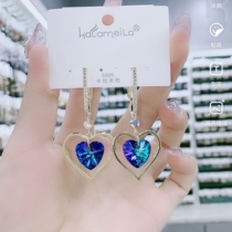 Oceans beloved heart earrings female heart-shaped 925 silver needle long 2020 new trendy Korean temperament net red earrings