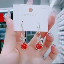 South Korea Dongdaemun new zircon flower opal earrings womens fashion all-match ear hook drop earrings net red earrings
