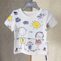 Men and women baby Summer new cotton thin short sleeve T-shirt baby cute graffiti half sleeve base shirt top