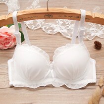 No steel ring bra thin summer white girl small chest gathering bra lace high school undergarment bra