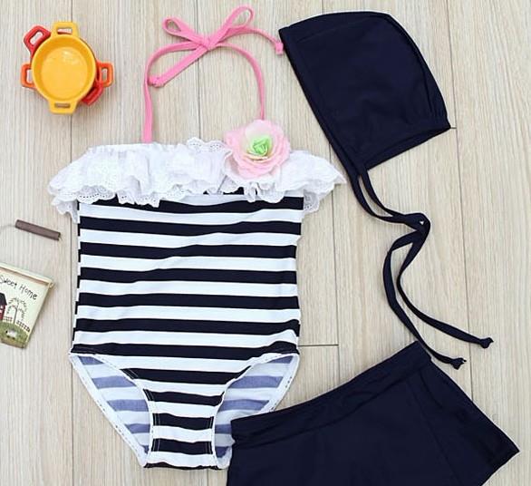 [] Đồ bơi trẻ em Xiêm chia trẻ em nữ sinh trung học có mũ - Bộ đồ bơi của Kid đồ bơi cho be gái