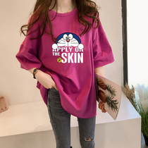 Pregnant women Summer mechanical cat short sleeve female 2020 Korean version of pregnant women loose thin long cotton cotton outer wear T-shirt