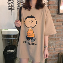Summer long pregnant women dress 2021 loose size cartoon Han fan ins pregnancy summer half sleeve womens T-shirt