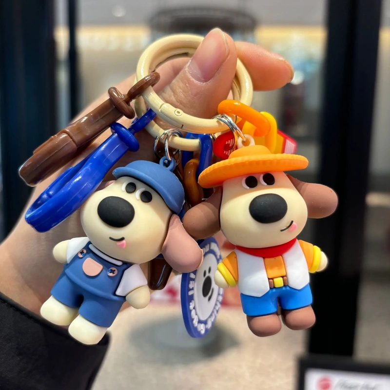 Cartoon Home-Bound Puppy Dress-Up Keychain for Female Couples, Backpack Pendant, Car Bag Keychain Ornament, Small Gift Cartoon Home-Bound Puppy Dress-Up Keychain for Female Couples, Backpack Pendant, Car Bag Keychain Ornament, Small Gift