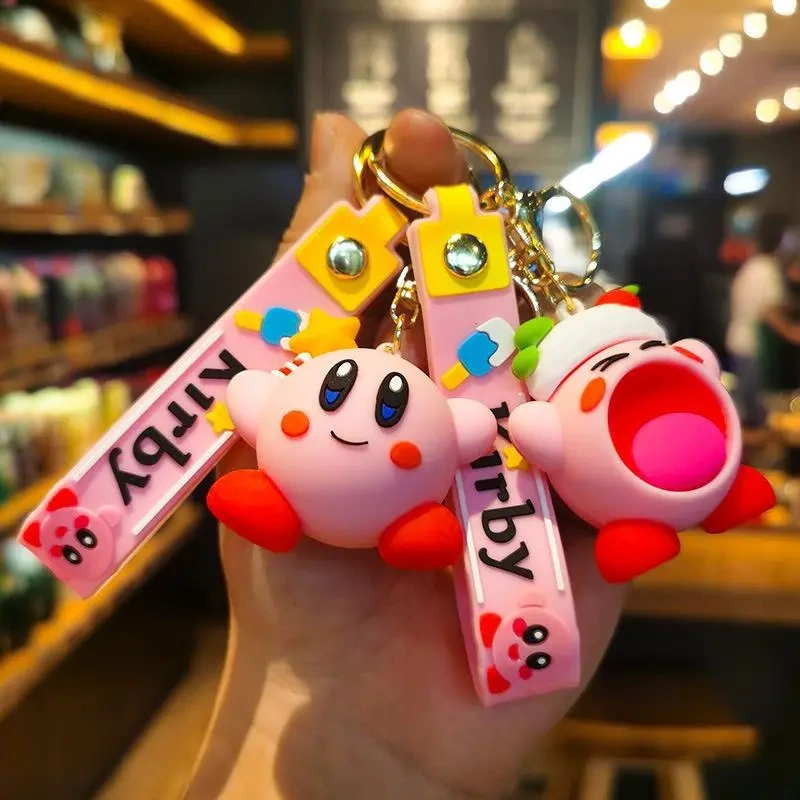 New Creative Kirby Cartoon Doll Keychain Kirby Couple Bag Pendant Car Key Chain Gift