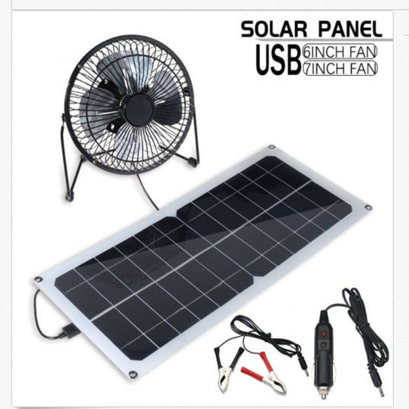 Monocrystalline silicon solar 10W12V solar panel power generation panel 4 inch fan RV station wagon camp new product