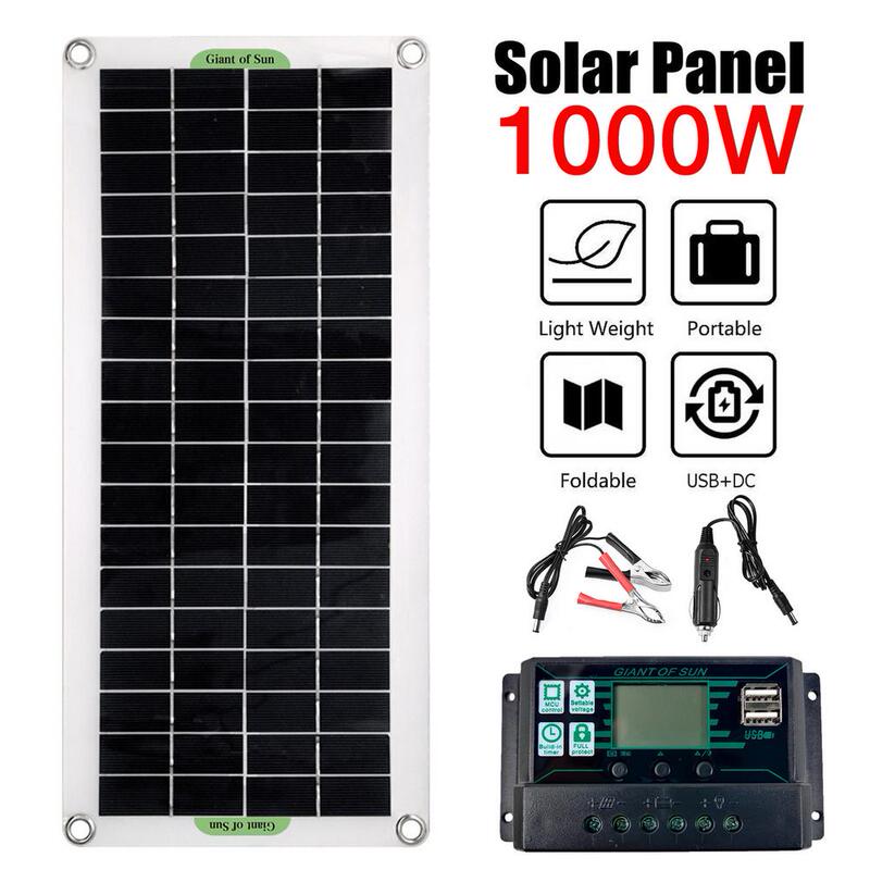 Solar Panel 1000W Inverter Household 220V Cooking Photovoltaic Set Air Conditioner Car Battery 12V Rpm