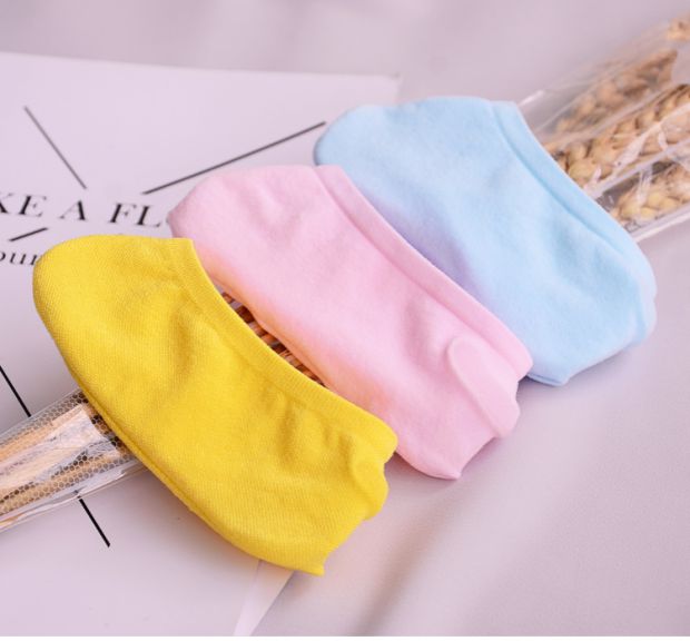 Vớ màu kẹo tất nữ vô hình vớ nông miệng vớ vớ màu rắn cô gái vớ mùa hè vớ siêu mỏng màu trắng - Vớ sợi tre tất cổ cao
