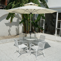 Nordic outdoor white table and chair with umbrella combination outdoor courtyard balcony waterproof net red creative simple leisure table and chair