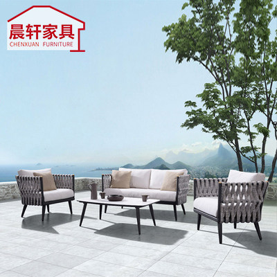 Nordic rattan outdoor table and chair coffee table sofa waterproof terrace garden hotel tea coffee shop furniture combination