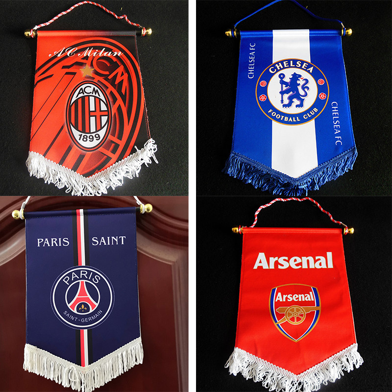 Bar Room Decoration World Cup Real Madrid Arsenal Chelsea AC Milan Liverpool Football Team Flag Exchange Flag
