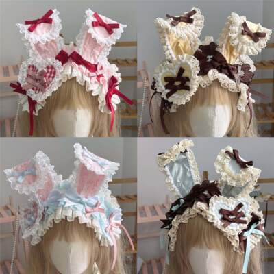 Homemade Lolita-themed cupcakes with rabbit ears and hair bands in Lolita style