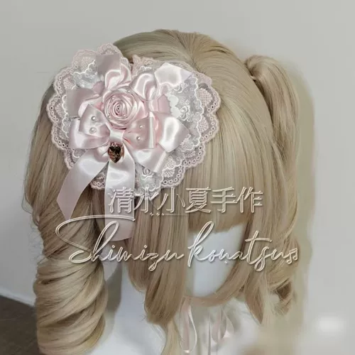Оригинальный розовый милый аксессуар для волос с бантиком, стиль Лолита, цветочный принт, наряжаться