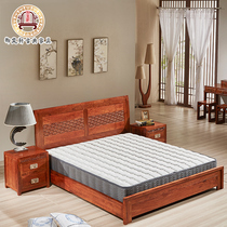 New Chinese red wood bed 1 8 m double bed main bedroom with full solid wood furniture flowers pear wood Hedgehog Purple Sandalwood 1 5 m Wedding Bed