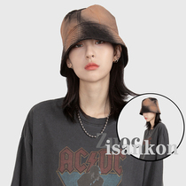 (Sitting and eating mountain air)Korean tie-dyed fashion casual sunshade fisherman hat summer basin hat Korean bucket hat men and women