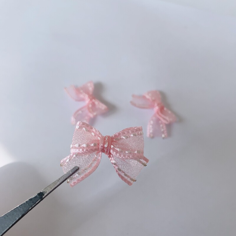 Pink Tulle Bow Bjd Doll Clothes Pet Hair Clip DIY Nail Accessories Clothing Socks Accessories