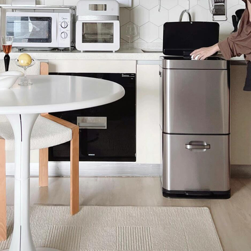 Eko Intelligent Fully Automatic Sensor Household Trash Can for Living Room and Kitchen, Dry and Wet Separation, Light Luxury Stainless Steel, Large Capacity
