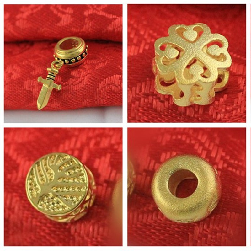 Imitation gold gold-plated red rope hand accessories necklace three-way hand string six-character mantra four-leaf clover ingot DIY beads