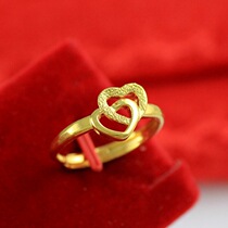 Love Vietnam sand gold ring wedding celebration double heart Womens copper gold-plated first jewelry meson long do not fade
