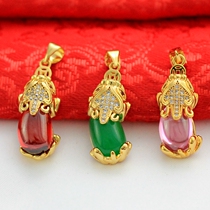 Pixiao pendant imitation gold Vietnamese sand gold micro-inlaid female collarbone pendant pink Green Red Stone