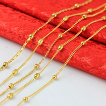 Plated gold color round pearl necklace female sand gold fine style brief lock bone chain D106 European coin gold chain wedding jewels