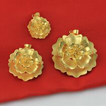 Big gold flower pendant trendy sweater chain European coin gold autumn pendant brass plated yellow gold jewelry does not fade for a long time