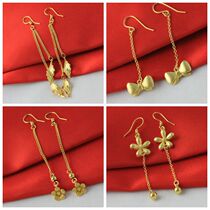 Jinmanmany simple long tassel girl bow earrings Vietnam sand gold five-pointed star leaves flower ear chain