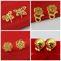 Brass gold-plated jewelry girl beautiful earrings plum flower butterfly flower hemisphere ear jewelry European coin gold