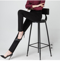 Ielts cheng womens pants autumn new black large size thin straight pants loose high waist stretch casual trousers trousers