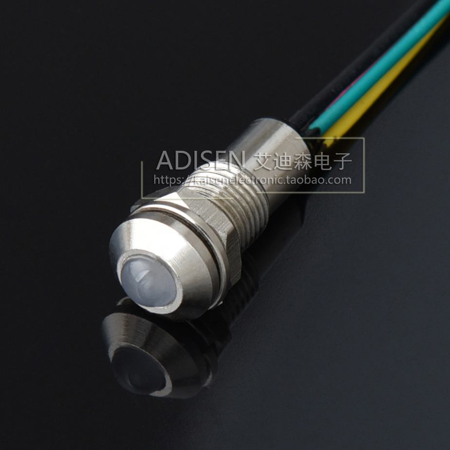 ADP8A-2C 5V6V 220V common anode red green yellow 8mm three-color two-color metal full waterproof IP67 indicator light