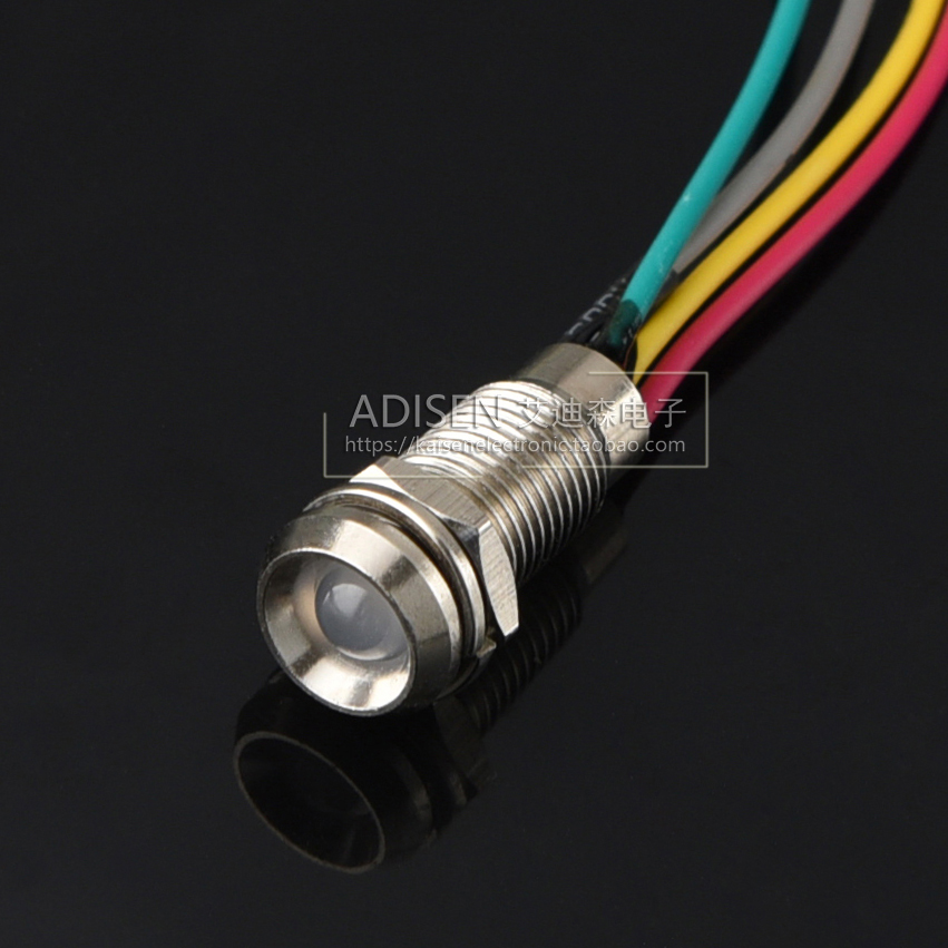ADP8A-3C 3V5V6V12V24V red green yellow 8mm three-color two-color waterproof IP67 metal signal indicator