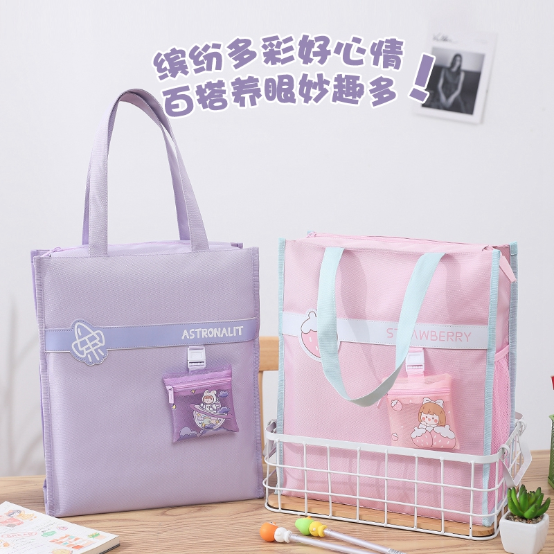 Pupils' handbags, girls' tutoring bags, hand-carried book bags, cartoon homework bags, Oxford cloth art bags, Korean cartoon cute children's make-up bags, large-capacity information bags, tutorial bags, storage bags