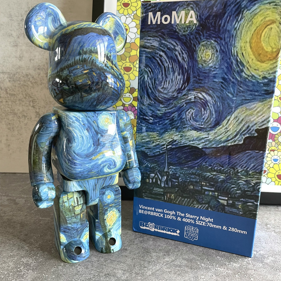 bearbrick400% звездная ночь Ван Гог жестокий медведь украшение строительный блок медведь Канагава серфинг кукла ручной офисный мальчик