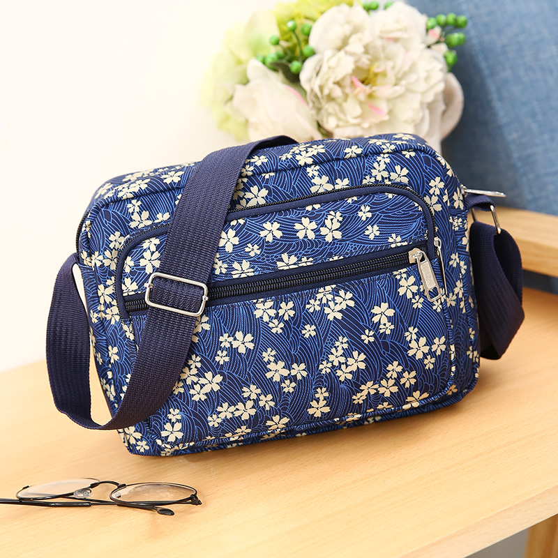 shoulder bag mother's flower bag middle aged women's casual canvas bag middle aged elderly crossbody bag coin purse mobile phone bag