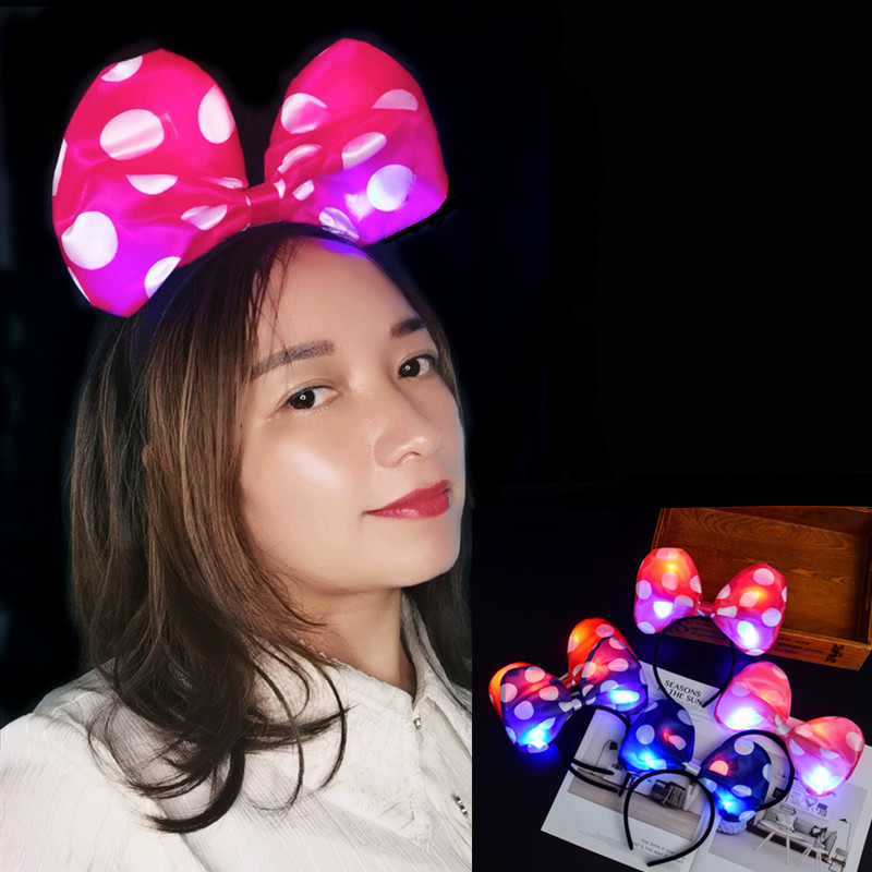 Luminous Butterfly Knots Hair Hoop Kindergarten Adults Ground Up Creative Toys Children's Festival With Lamp Holder Stirrup Hair Stirrup