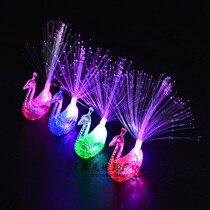 Luminous Peacock finger lamp creative luminous ring Peacock open screen fiber light children student toy bar supplies