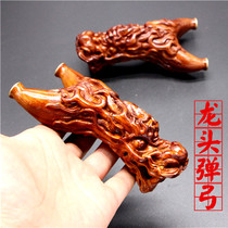 Solid Wood desert iron faucet slingshot leopard head gold sandalwood flat skin precision three-dimensional carved bronze head reverse toy