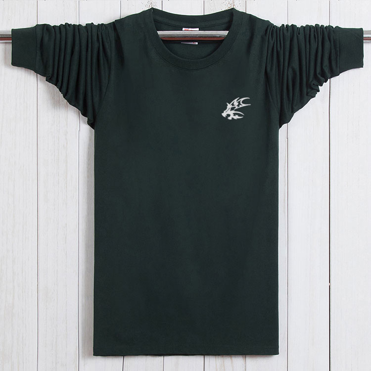 Mùa thu lỏng nam béo người mặc áo thun cotton dài tay cộng với phân bón XL vòng cổ áo sơ mi thể thao áo giáp mua áo thun nam