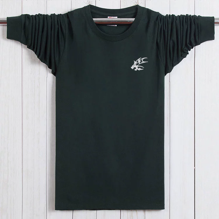 Mùa thu lỏng nam béo người mặc áo thun cotton dài tay cộng với phân bón XL vòng cổ áo sơ mi thể thao áo giáp