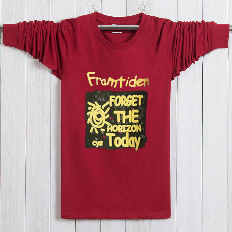 Áo thun cotton dài tay nam mùa xuân mới cỡ lớn quần áo nam cộng với phân bón để tăng vòng cổ cho nam trung niên quần áo mùa thu bố quần ống rộng nam