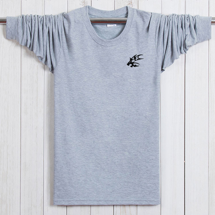 Hàng ngày đặc biệt cotton nam cha cộng với phân bón XL áo thun dài tay trung niên nam cổ tròn quần áo rộng mùa thu quần áo thể thao nam