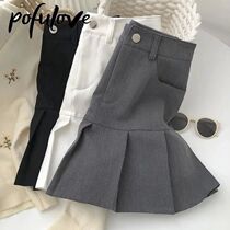 Pleated Skirt Women Y2k Harajuku White Pencil Skirt Uniforms