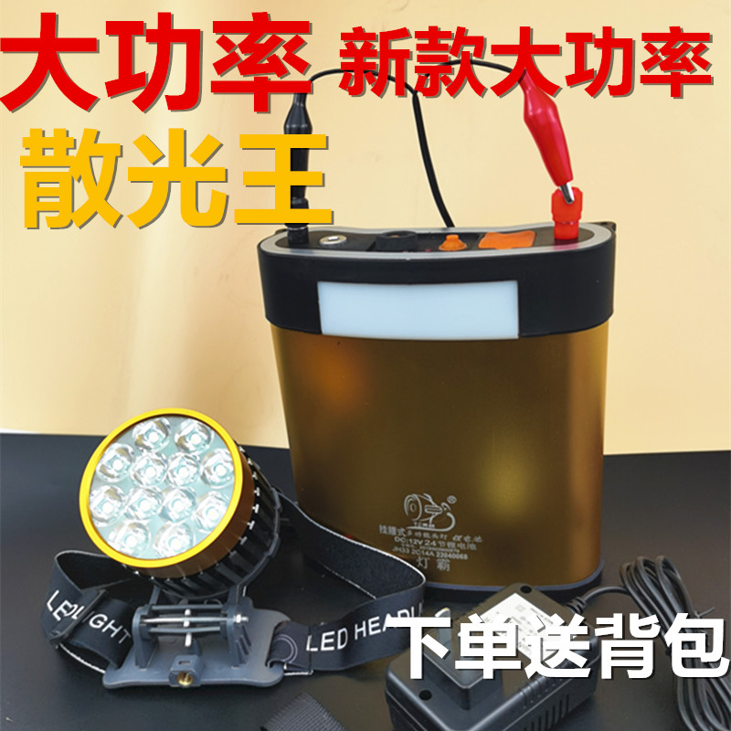 12v headlight strong light led to catch the sea super bright spotlight astigmatism big spot yellow and white light catch fish eel cricket locust lamp